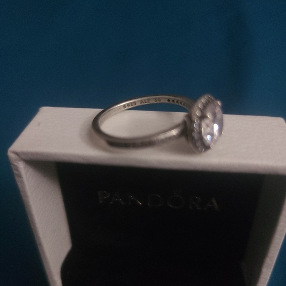 Pandora Sterling Silver CubicZirconia Round Halo Sparkle Promise Engagement Ring - Picture 3 of 6